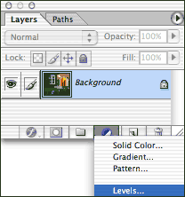 Layers Palette Levels Adjustment Layer Setting
