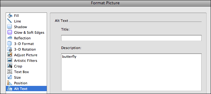 Mac 2011 Format Picture dialog box