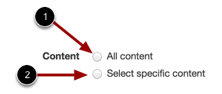 Select which content to migrate from course