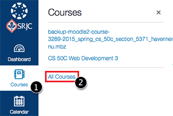 All Courses link in Courses navigation