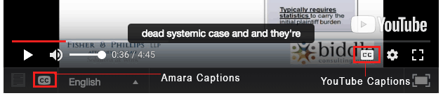 Location of Amara captions vs. YouTube's captions