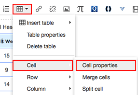 Accessing Table Cell Properties