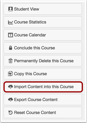 Import Content into Course button