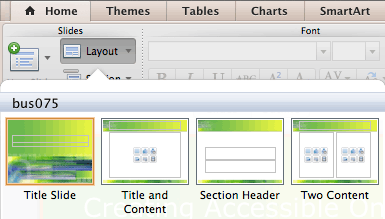 Mac 2011 Slide tab with Layout option