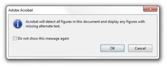 Detect missing alt text dialog box