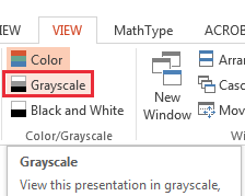 Grayscale button in View tab