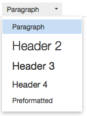 Paragraph and Heading drop down