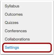 Settings link in Course navigation