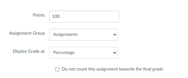 A screenshot of the grading setup screen.