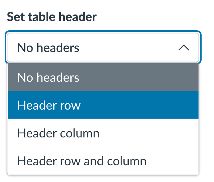 Table settings in Accessibility Checker