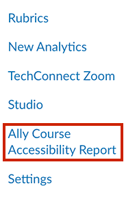 Ally Course report navigation