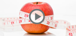 Apple and tape measure, video play symbol