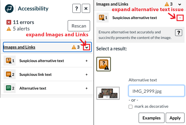 Images alternative text field